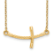 14K Yellow Gold Large Sideways Curved Twist Cross Necklace