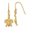 14k Yellow Gold Polished, Textured and Diamond-Cut Turtle Dangle Earrings