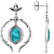 Blue Marquise Turquoise Oxidized Sterling Silver Earrings 13x8mm