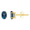 6x4mm Oval London Blue Topaz 14k Yellow Gold Stud Earrings