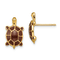 14k Yellow Gold Brown Enamel Sea Turtle Stud Earrings