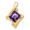 10k Yellow Gold 1.25 cttw Amethyst and Accent Diamond Pendant