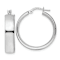 Rhodium Over Sterling Silver 1 1/16" Polished Hoop Earrings