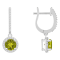 6mm Round Peridot 1/3 ctw Diamond Rhodium Over Sterling Silver Halo
Dangle Earrings