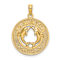 14k Yellow Gold Textured Jamaica with Dolphins Circle Charm