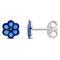 Children's Blue Enamel Flower Stud Earrings in Sterling Silver