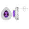 8x5mm Pear Shape Amethyst And White Topaz Rhodium Over Sterling Silver
Double Halo Stud Earrings