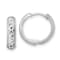 Rhodium Over 14k White Gold Diamond-Cut X Satin 1/2" Hinged Hoop Earrings
