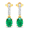 1.12ctw 14K Yellow Gold  Zambian Green Emerald and White Diamond Halo Earrings