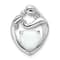 Rhodium Over Sterling Silver Lab Created Opal Mother and Child Heart
Slide Pendant