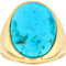 Turquoise Solitaire Dome Ring In 18K Gold Over Sterling Silver 18x13mm