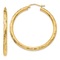 14K Yellow Gold Diamond-Cut 1 9/16" Hoop Earrings