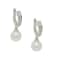 14KW Hoop Earrings  0.11 ctw  Diamond , White 9mm Cultured Pearl