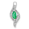 Rhodium Over 10k White Gold Diamond and 0.17 ctw Marquise Emerald Pendant