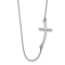 Rhodium Over 14K White Gold Large Sideways Curved Cross Necklace