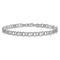 Rhodium Over 14k White Gold 4mm Double Link with Hearts Charm Bracelet