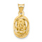 14k Yellow Gold Polished, Brushed and Diamond-Cut Lady of Guadalupe Oval Pendant