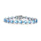 Blue Topaz Color CZ Pear Shape Tennis Bracelet In White Rhodium Over Brass
