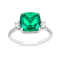 Lab Created Emerald and Moissanite Rhodium Over Sterling Silver 3-Stone Ring