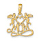 14k Yellow Gold Polished and Textured Mom with Heart and Angels Pendant