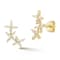 Rachel Zoe CZ Triple Flower Stud Earrings in 14K Gold Over Sterling Silver