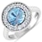 2.38ctw Blue Aquamarine and Diamond 14K White Gold Halo Ring