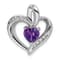 Rhodium Over 14k White Gold Amethyst and Diamond Heart Pendant