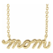 14K Yellow Gold Petite Lowercase Script mom Necklace, 16 Inches.