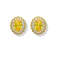 Yellow Citrine and White Sapphire Sterling Silver Halo Earrings