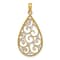 14k Two-tone Gold Beaded Filigree Diamond-cut Teardrop Charm