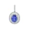 14K White Gold Oval Tanzanite and Diamond Pendant 2.02ctw
