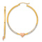 14k Tri-color Gold 1 3/4" Diamond-Cut and Brushed Heart Hoop Earrings