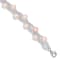 Rhodium Over Sterling Silver 7-9mm Pink Freshwater Cultured Pearl And
Glass Beaded Bracelet