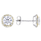 Yellow and White CZ Halo Stud Earrings In Yellow Gold and Sterling Silver