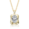 Square CZ Wavy Pendant Necklace In 14K Gold Over Sterling Silver