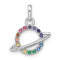 Rhodium Over Sterling Silver Multi-color Crystal Planet Children's Pendant