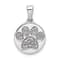 Rhodium Over 14K White Gold Diamond Paw Print in Circle Pendant