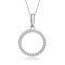 CZ Circle Pendant Necklace In Rhodium Over Brass