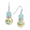 Silver Tone Blue & Blue Rose Beads Drop Earrings