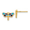 14k Yellow Gold Textured Enameled Dragonfly Earrings