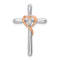 14K Two-tone Gold Cross with Heart Diamond Chain Slide Pendant