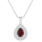 8x5mm Pear Shape Garnet And White Topaz Rhodium Over Sterling Silver
Double Halo Pendant w/Chain