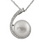 11-12mm Button White Cultured Freshwater Pearl and CZ Rhodium Over
Sterling Silver Pendant