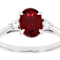 Red Garnet And Lab-Grown Diamond Three-Stone Ring In Sterling Silver