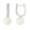 White Cultured Akoya Pearl 14k White Gold Earrings 7-7.5mm