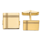 14K Yellow Gold Men's Square with Line Design Cuff Links