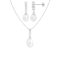 7-8mm Drop White Freshwater Pearl and CZ Rhodium Over Sterling Earring
and Pendant W/Chain Set