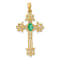 14K Yellow Gold 5x3mm Oval Emerald Cross Pendant