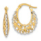 14k Two-tone Polished 7/8" Filigree Hoop Earrings