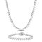 Created White Sapphire Sterling Silver Tennis Necklace and Bracelet 41.20ctw
